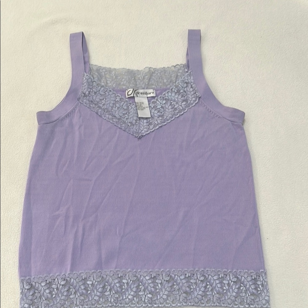 Purple Lace Trim Tank Top